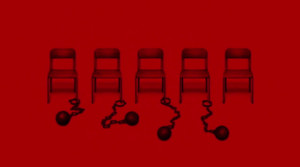 Bup's chair is the one with the chain.