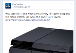 PlayStation Facebook Status Capture