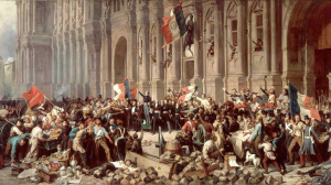 Lamartine, before the Hotel de Ville, Paris, rejects the Red Flag.