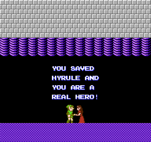 When the game is completed, a Triforce symbol is added to the save file, allowing one to claim veteran's benefits from the government.