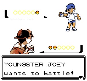 Technically, Youngster Joey did not show up until the second generation but Rattata was in the first games so this picture is fair.